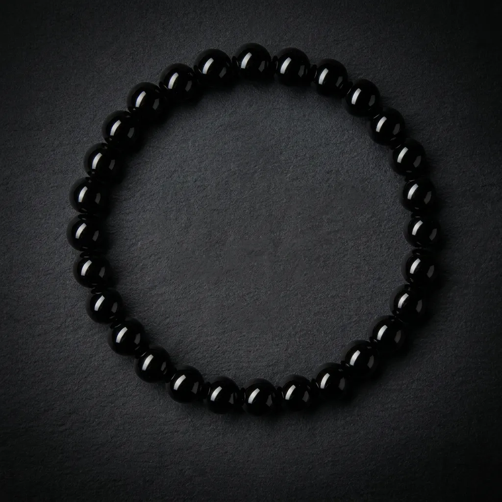 Stellar Reflection: Handcrafted Natural Silver Obsidian Beaded Bracelet 6mm Petite - Subtle Elegance