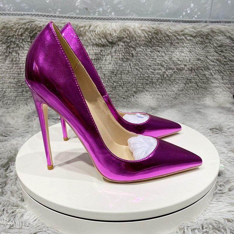 GOOSHOE 12cm Purple High Women Cute Pointed Toe High Heel Pumps Lady & Shoes