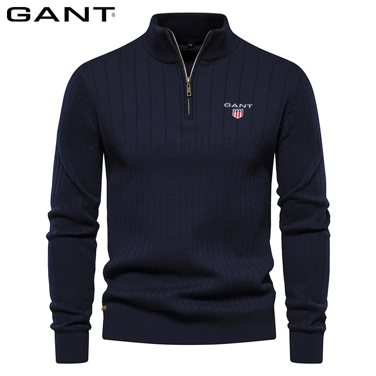 GANT&reg; p&aacute;nsk&yacute; svetr s l&iacute;mcem pro podzim/zimu s dlouh&yacute;m ruk&aacute;vem a polovičn&iacute;m zipem