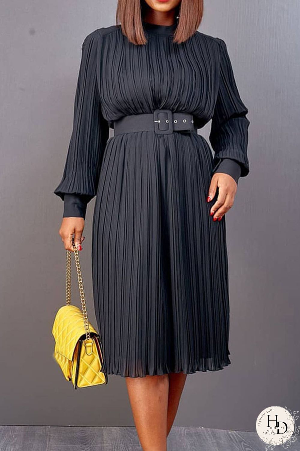White Casual Solid Patchwork Fold With Belt O Neck Straight Dresses