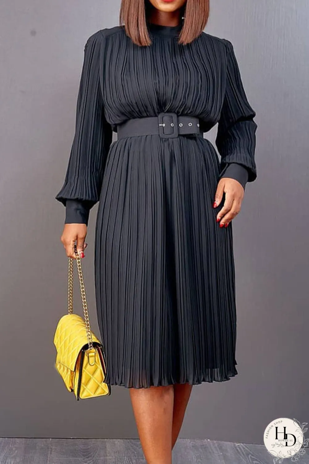 White Casual Solid Patchwork Fold With Belt O Neck Straight Dresses
