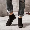 Mens elegant black suede leather ankle dress boots