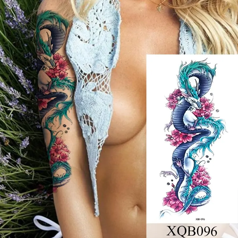 Waterproof Temporary Tattoo Sticker Old School Rose Lotus Flash Tattoos Flower Lace Body Art Arm Fake Tatoo Women Men