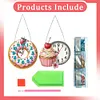 2Pcs Diamond Painting Ornament with Clock Function Hanging Clock Art Craft Decor