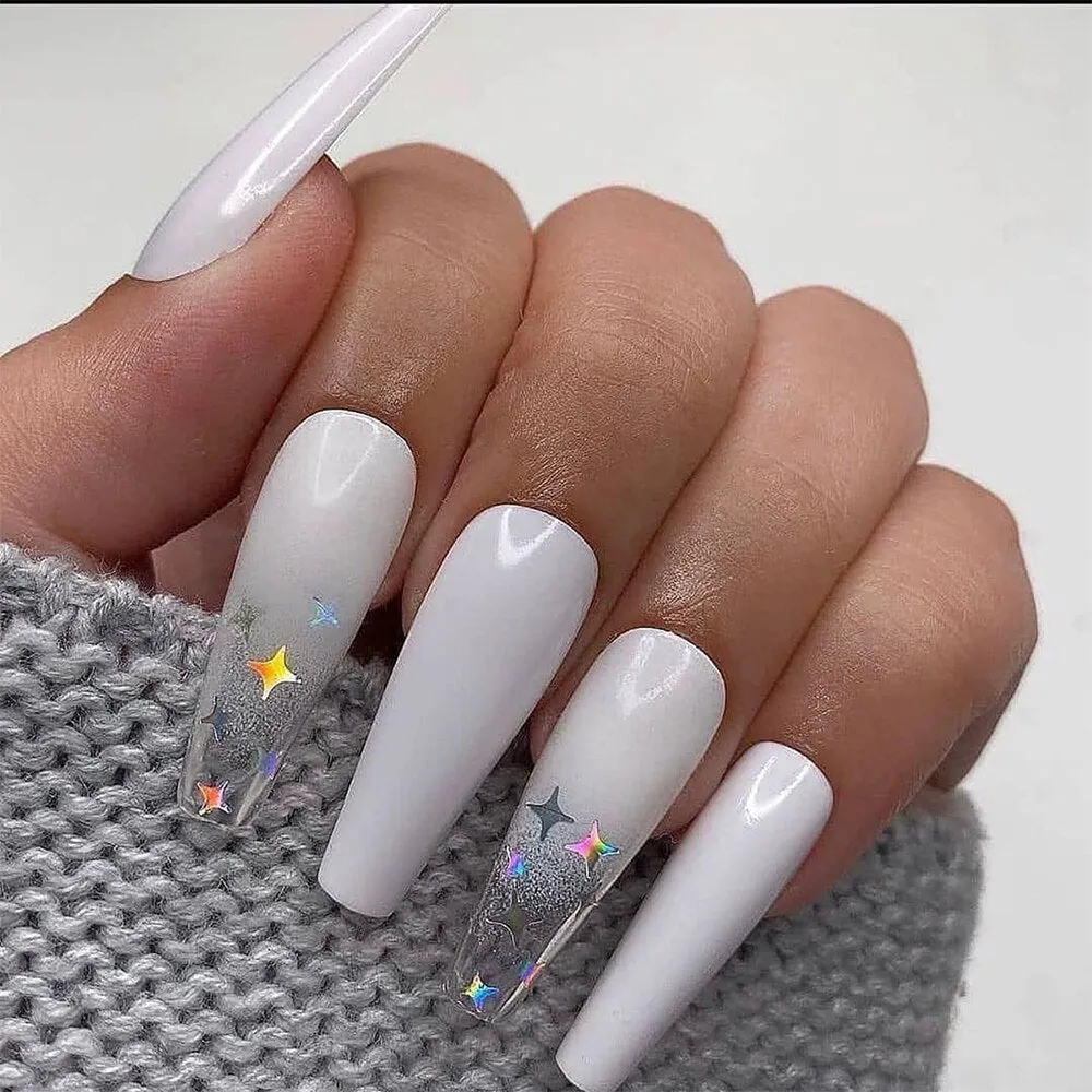 24Pcs Detachable False Nails Long Ballerina Artificial Fake Nails Full Cover Jelly Red Coffin Nail Tips DIY Manicure Tool 515-Nail Inspo