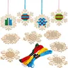 10Pcs Christmas Snowflake - Cross Stitch Wood Pendants Embroidery 9cm