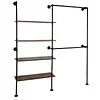 [US Local Warehouse] 14.6x76x82.7Inch Industrial Pipe Clothing Rack with Hanging Rods Heavy Duty Clothes Organizer Large Capacity Display Hanging Garment Rod Wooden Clothes Storage Shelves for Walk In Closet
