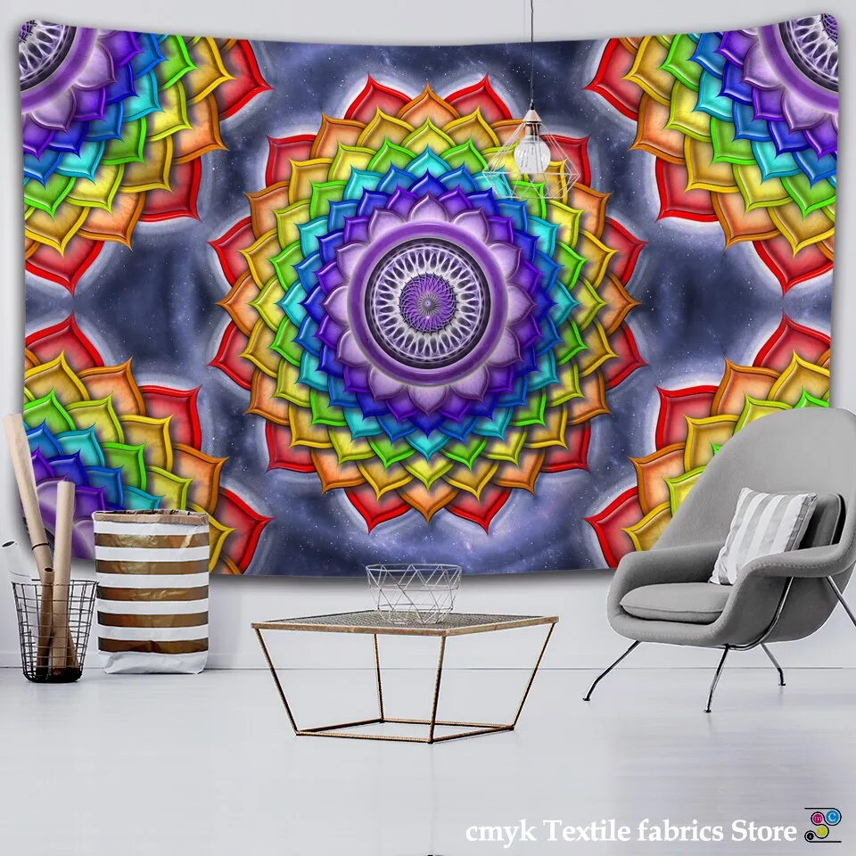 Colorful Wall Hanging Tapestries Indian Mandala Tapestry Hippie Chakra Tapestry Boho Decor Wall Cloth Yoga Mats Bohemian Fabric