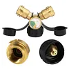 Y Splitter Adapter Propane Adapter with Gauge 2 Way Gas Adapter for Camping