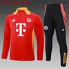 2024/2025 Bayern Munich Half-Pull Training Suit Red（Yellow collar）Football Shirt 1:1 Thai Quality