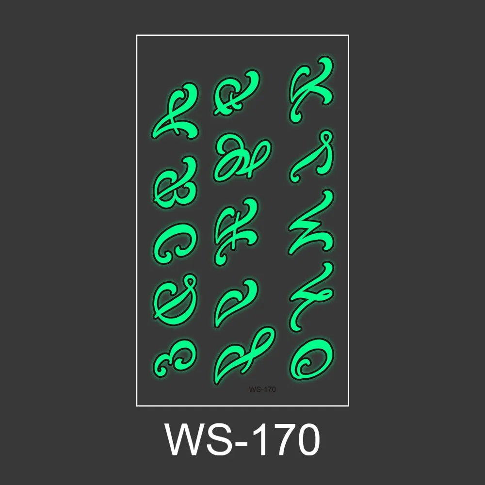 Luminous Tattoo Sticker Nightclub Bar Music Festival Carnival Tattoo Sticker Fluorescent Musical Note Glowing Cool Face Sticker