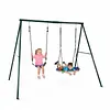 [US Local Warehouse] Swing Set Frame Rust Proof Outdoor Swing Stand Backyard Metal Hammock Stand Set Double Swinging Frame Set for Kindergarten Shopping Mall Park
