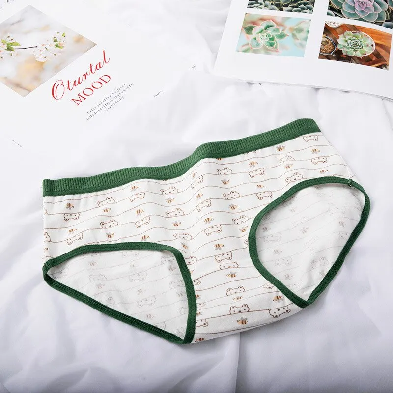 New Women's Cotton Underwear Panties Fashion Cartoon Girls' Briefs Mid Waist Seamless Comfortable Underpants Female Lingerie