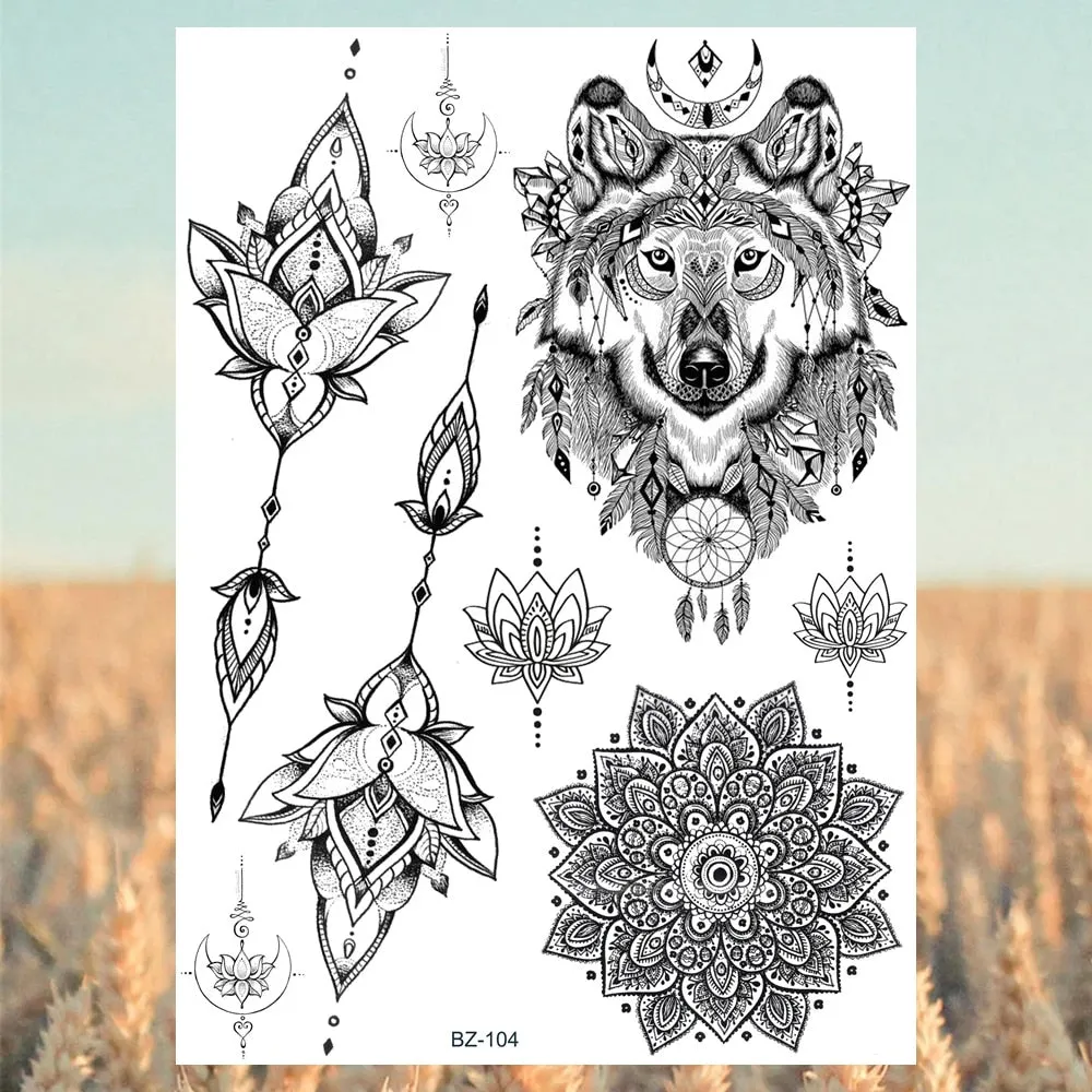 Realistic Knight Tribal Armband Temporary Tattoos For Men Adult Lion Wings Shield Fake Tattoo Body Art Unique Tatoos Large