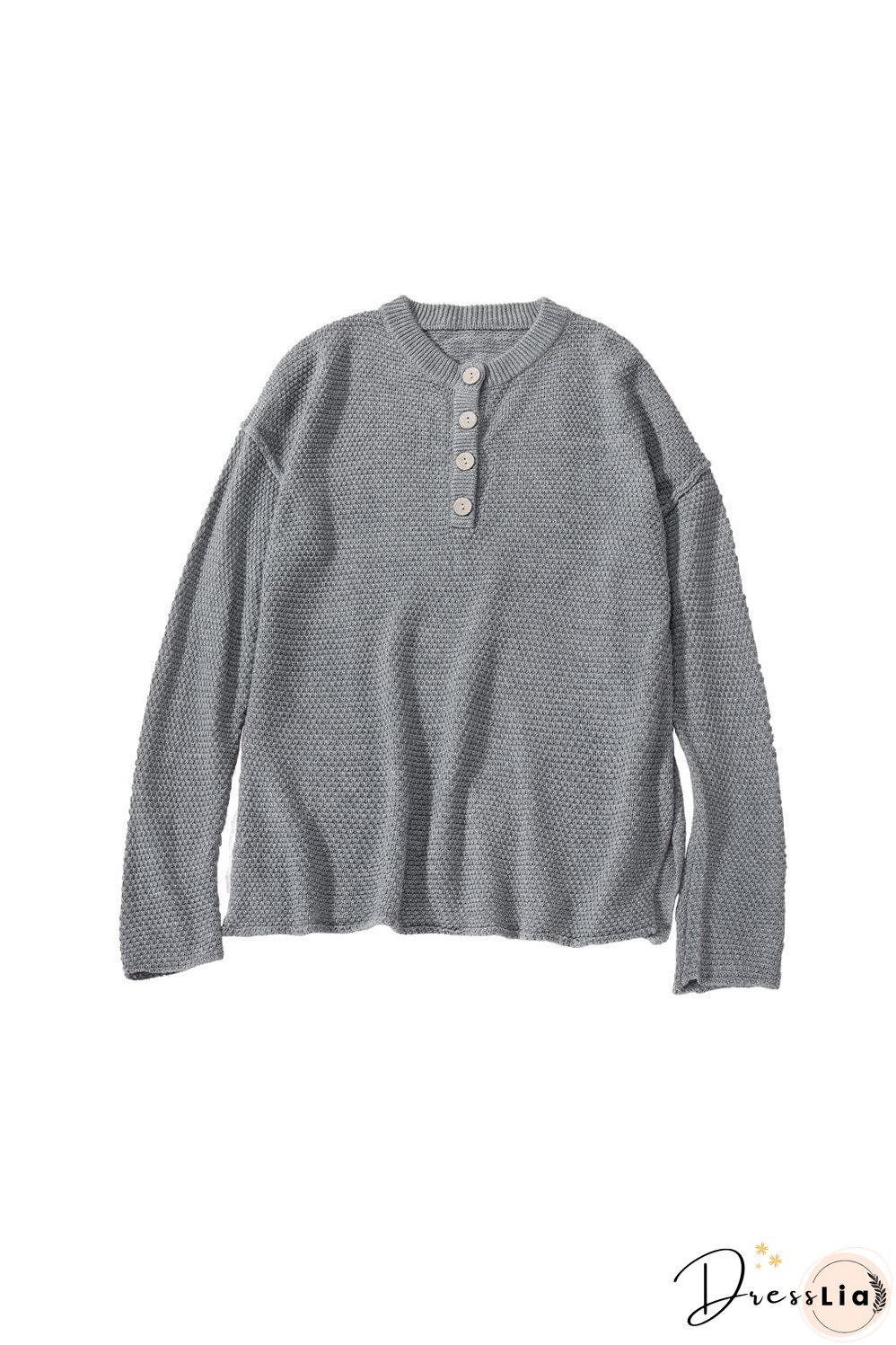 Casual Waffle Knit Henley Shirt