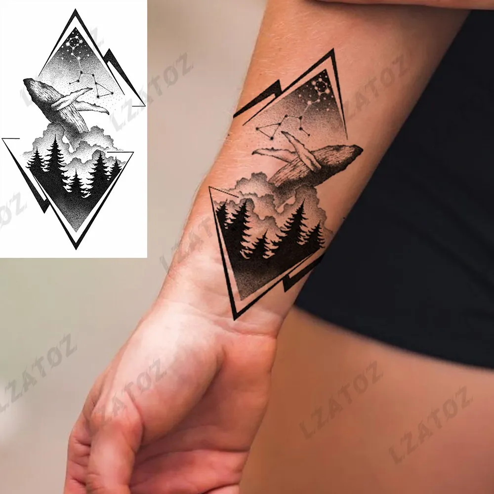Sdrawing Rose Flower Temporary Tattoos For Woman Adults Realistic Compass Cross Fake Tatoos Sexy Waterproof Hand Tattoo Sticker