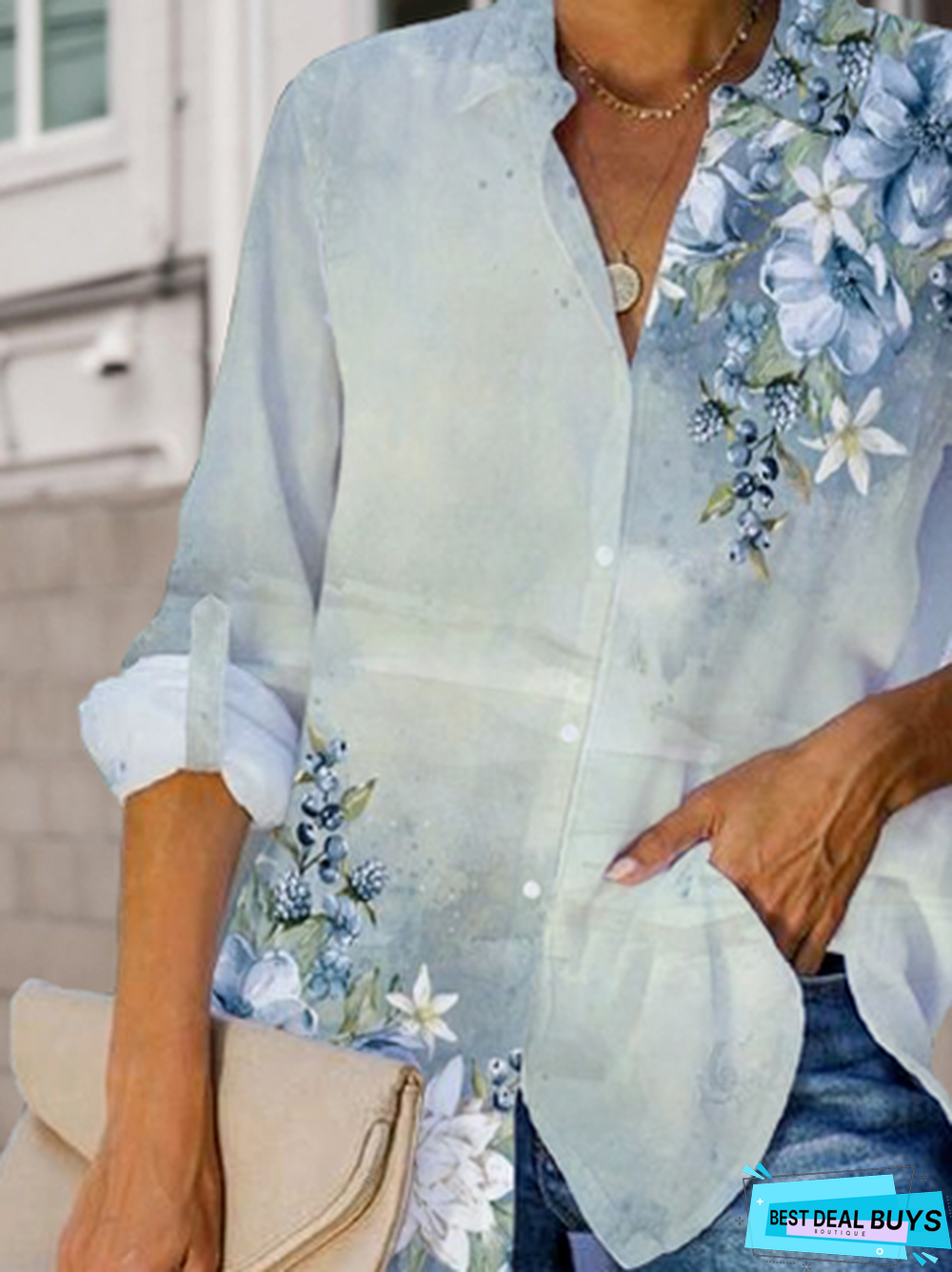 Loose Shirt Collar Casual Tunic Blouse