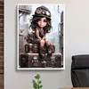 (US Local)Girl on The Suitcase-Paint By Numbers Kit(50x70cm)