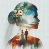 Silhouette Wedding Girl - 11CT Stamped Cross Stitch - 40*40cm