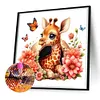 Girafe Et Fleurs-Per&ccedil;age Rond Peinture Diamant-30*30CM