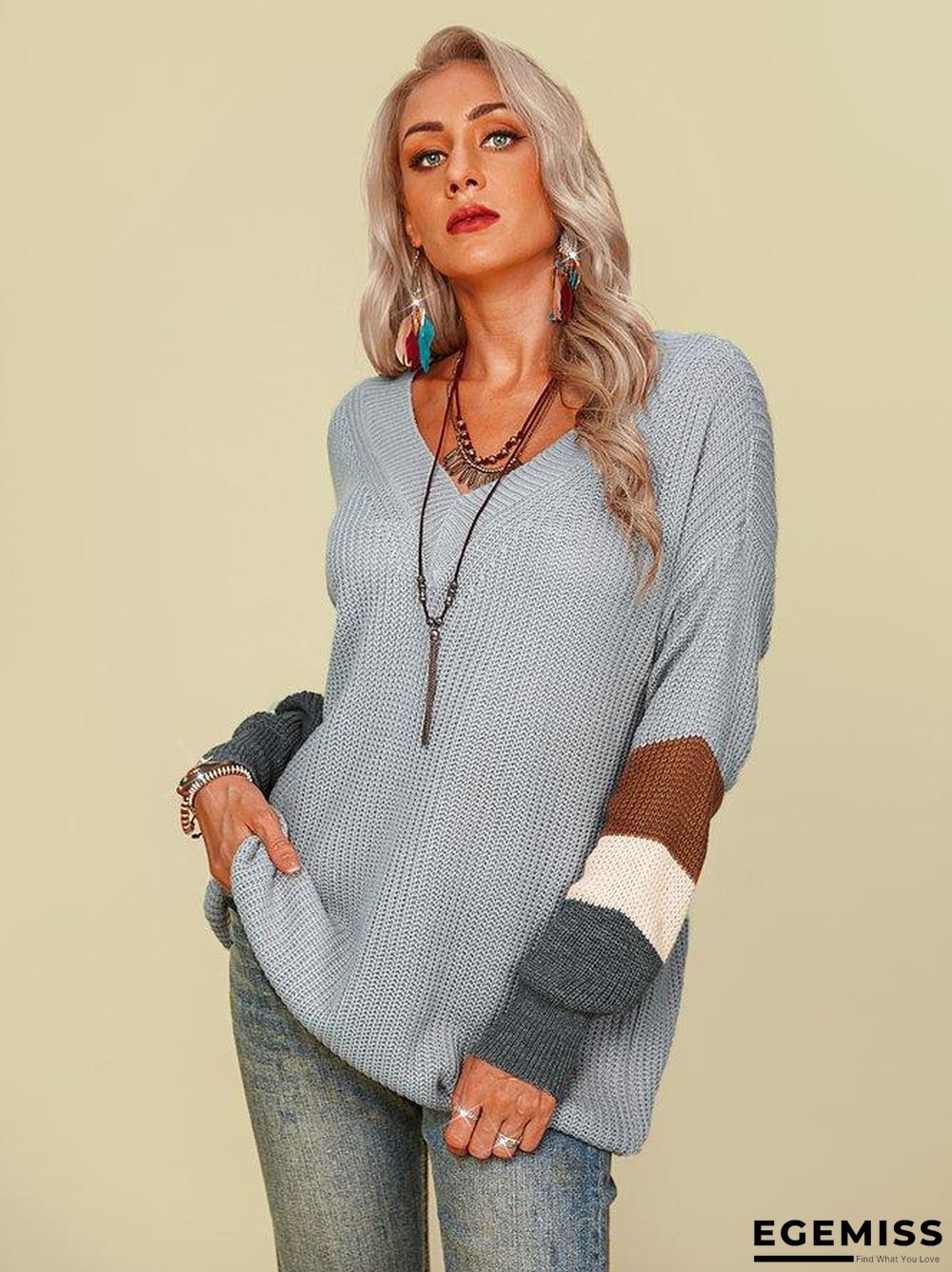 Casual Stripes Long Sleeve Sweater | EGEMISS