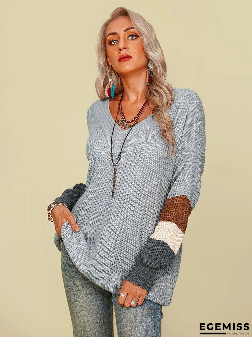 Casual Stripes Long Sleeve Sweater | EGEMISS