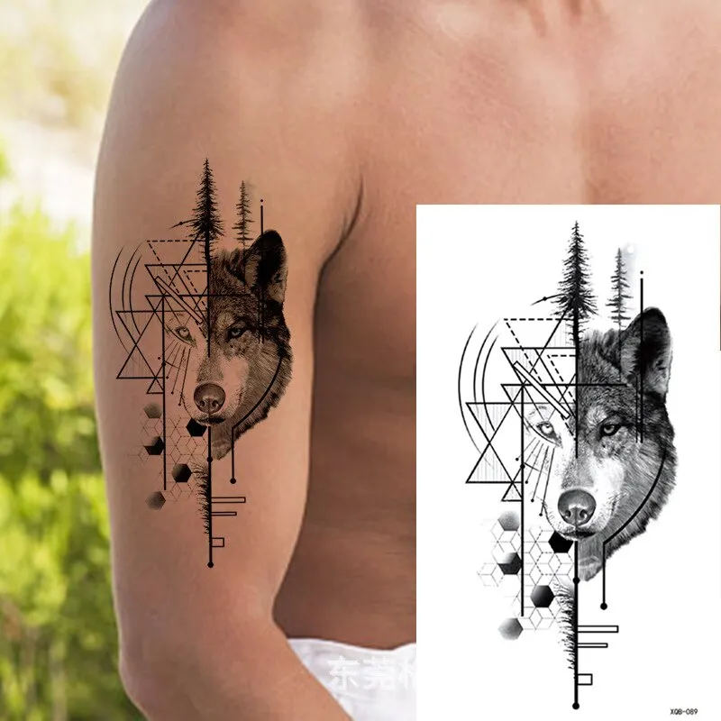 Sdrawing Forest Wolf Tattoo Sticker For Men Tiger Skull Skeleton King Animal Fake Tattoo for Women Tattoo Temporary Waterproof