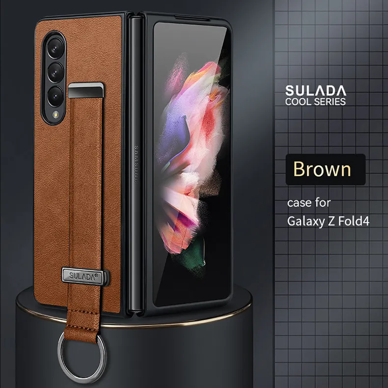 Samsung Zfold4/5 cowhide pattern wristband holder protective cover
