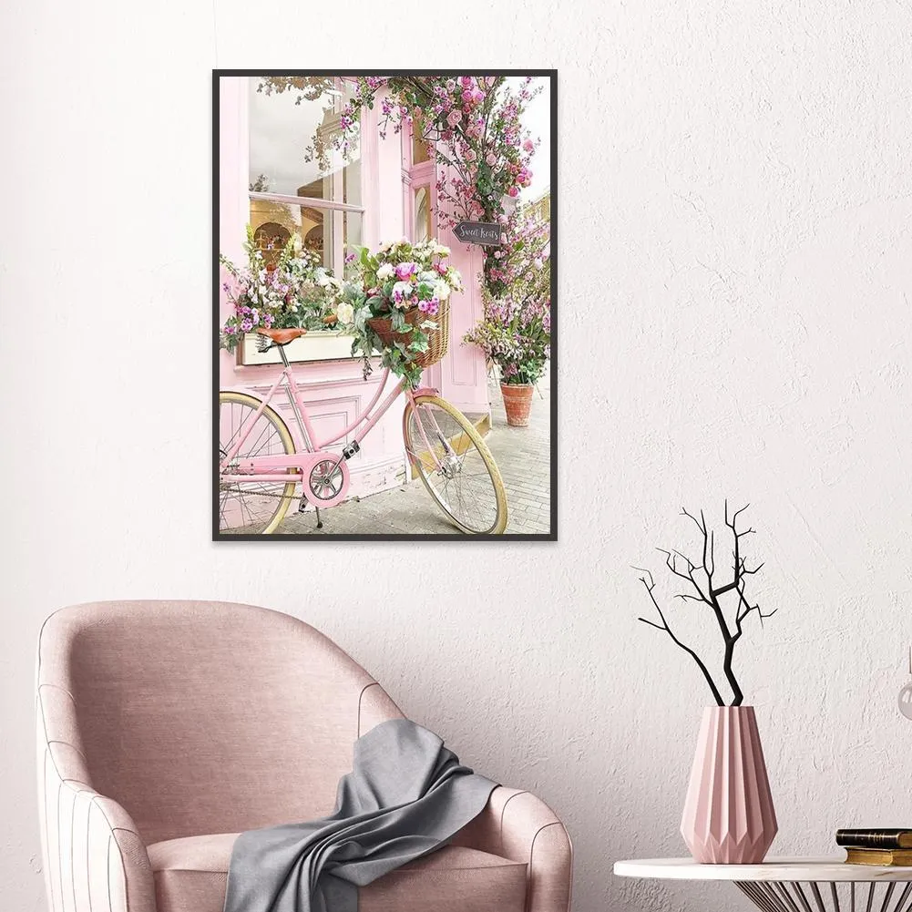 Diamond Painting - Full Round Drill - Pink Bicycle(30*40cm)