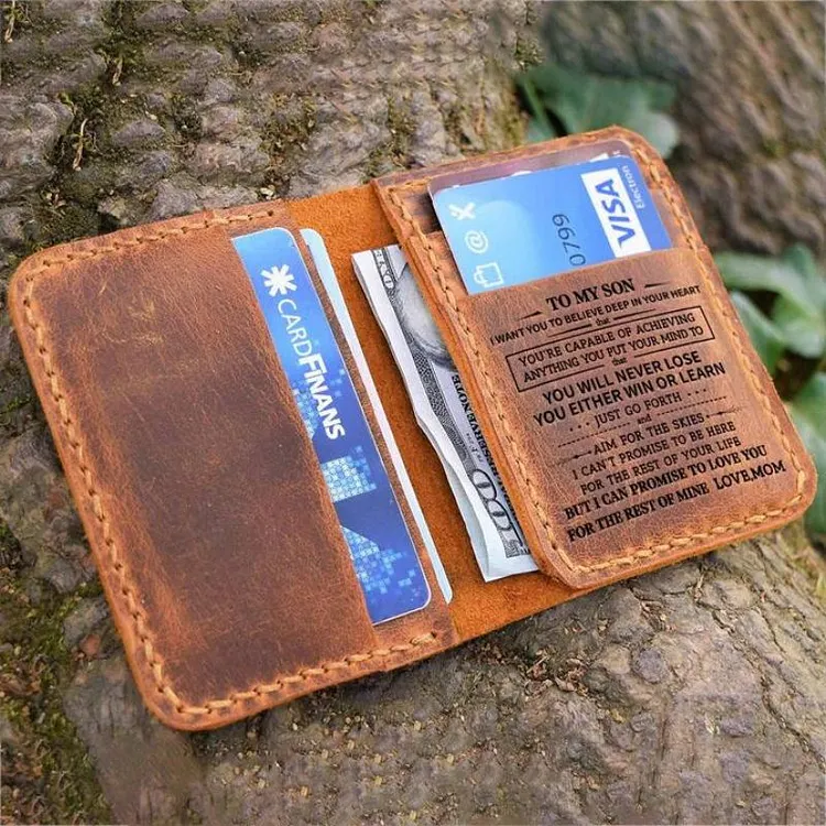 To My Son From Mom - Leather Bifold Wallet The Cold Blanket