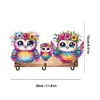 Wooden Special Shaped Three Owls Family Diamond Art Craft Wall Hooks Home Decor
