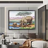 >SALE<Full Embroidery Eco-cotton Thread 11CT Printed Rhinoceros Cross Stitch 70x55cm