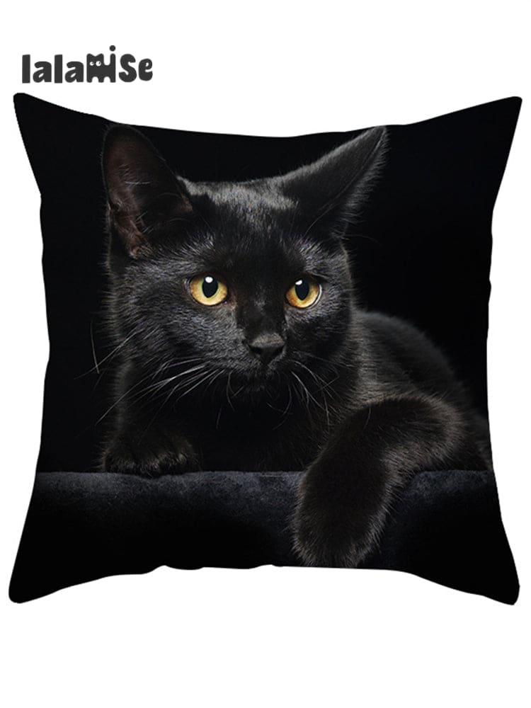 Black Cat Print Soft Suede Pillowcase 1 / 45*45Cm Cute - Cats