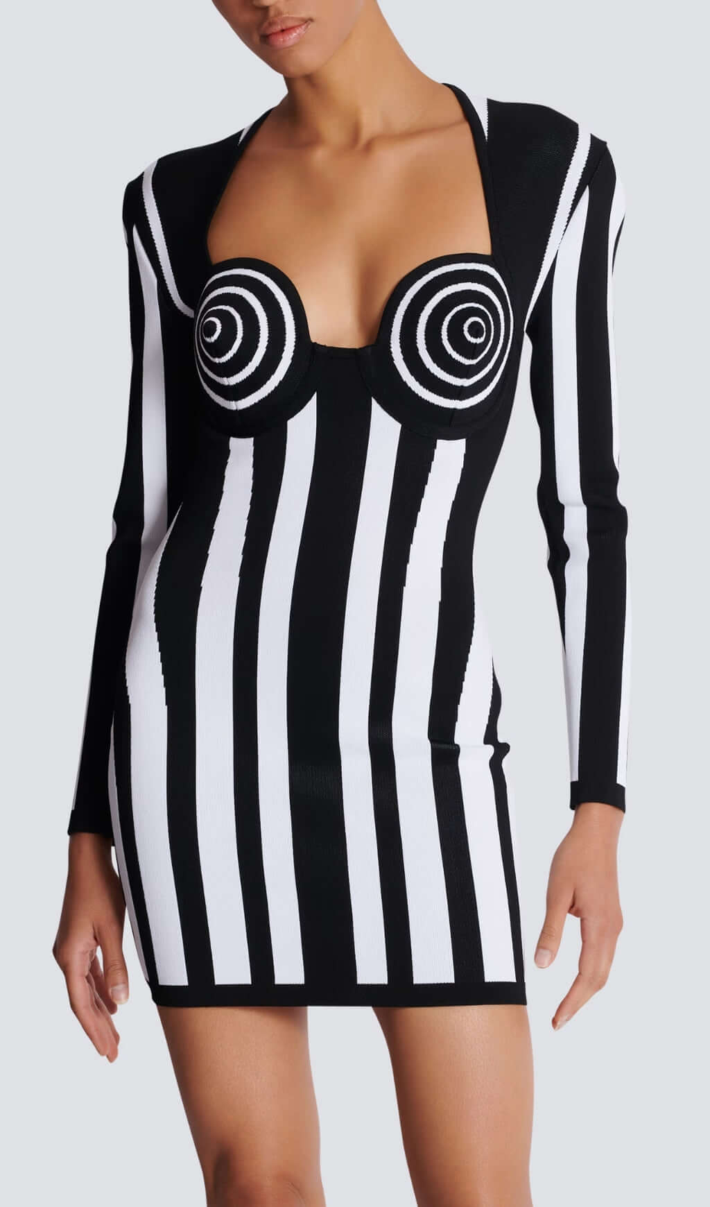Bernd Stripes Long Sleeve Bandage Mini Dress Flowering Girl