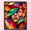(Big Size)Color Half Face Girl - 11CT Stamped Cross Stitch - 50*60cm