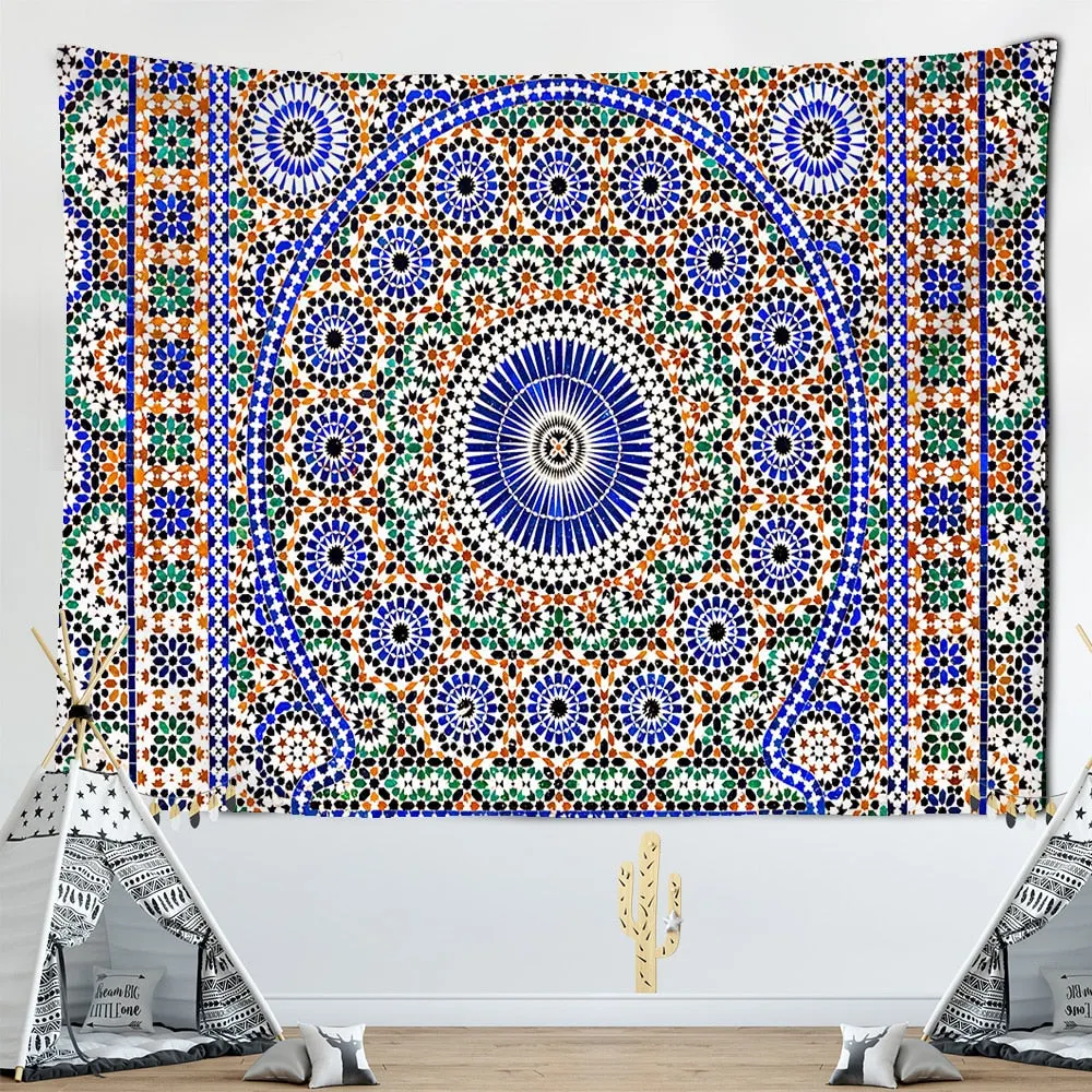 Geometry Indian Mandala Tapestry Wall Hanging Hippie Home Decorative Boho Yoga Polyester Cloth Hippies Mandala Tapestry