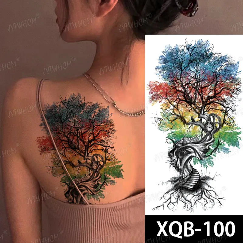 Sdrawing Hot Water Transfer Fake Tattoo Waterproof Temporary Tattoo Sticker For Men Women Wolf Arm Neck Tattoo Flash Tattoo Sleeve