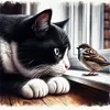 Cat And Sparrow-11CT Stamped Cross Stitch 40*40cm/15.75*15.75in