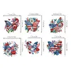6pcs 5D Diamond Art Key Rings Art Craft DIY Special-shaped Drill Butterfly Flag Keychain Kit