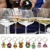 8PCS DIY Diamond Painting Art Santa Wine Glass Charms Snowman Wreath Pendant Kits