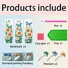 (US Local)3Pcs Special Shape Daisy Butterfly 5D DIY Diamond Painting Bookmark with Pendant Craft Kit