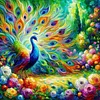 Diamond Painting -DIY Round Drill Peacock(40x40cm)