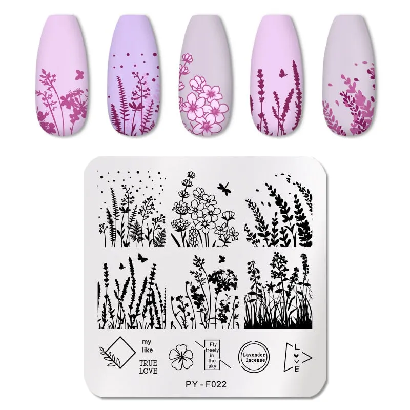 PICT YOU Nail Stamping Plates Flower Plant Pattern Nail Art Plate Stencil Stainless Steel Line Pictures Theme Image Plates Mold-Nail Inspo