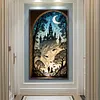 (US Local)Street View 5D DIY Full Drill Round Big Size Diamond Painting Kit Home Wall Decor 40x75cm
