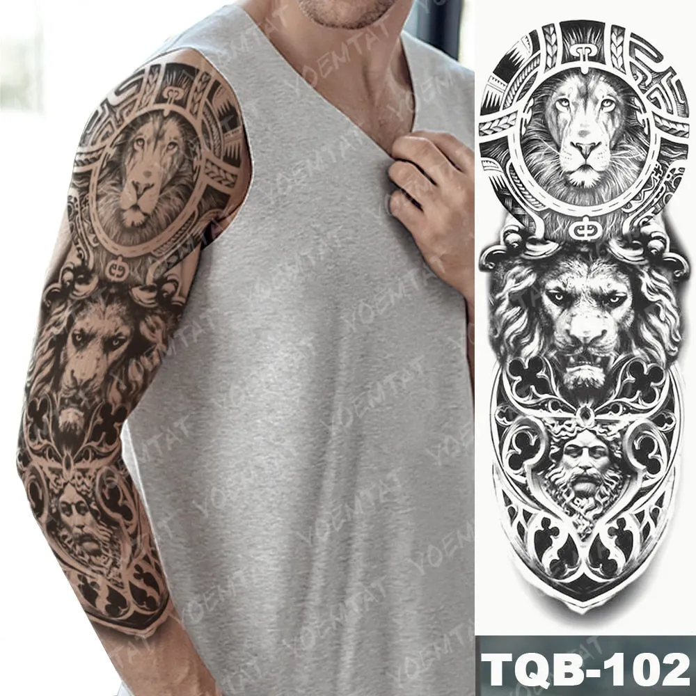 Large Arm Sleeve Tattoo Owl Angel Rose Waterproof Temporary Fake Tatoo Sticker Skull Fox Wings Men Women Full Totem Tatto Artes