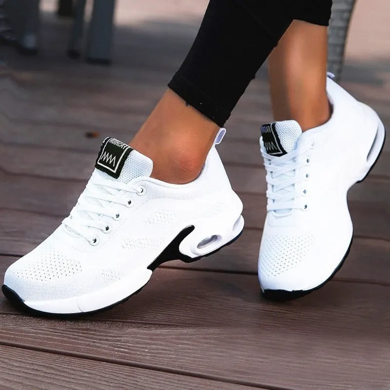 Ladies White Sneakers Female Running Shoes Breathable Casual Shoes Woman Sports Shoes Platform Sneakers Height Increase Shoes