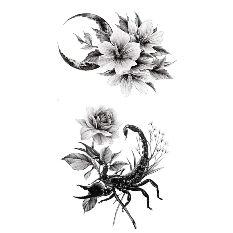 Waterproof Black Temporary Tattoo Stickers Men Women Rose Feather ankle Body Art Water Transfer Tattoos Arm Waist Finger Tatoo