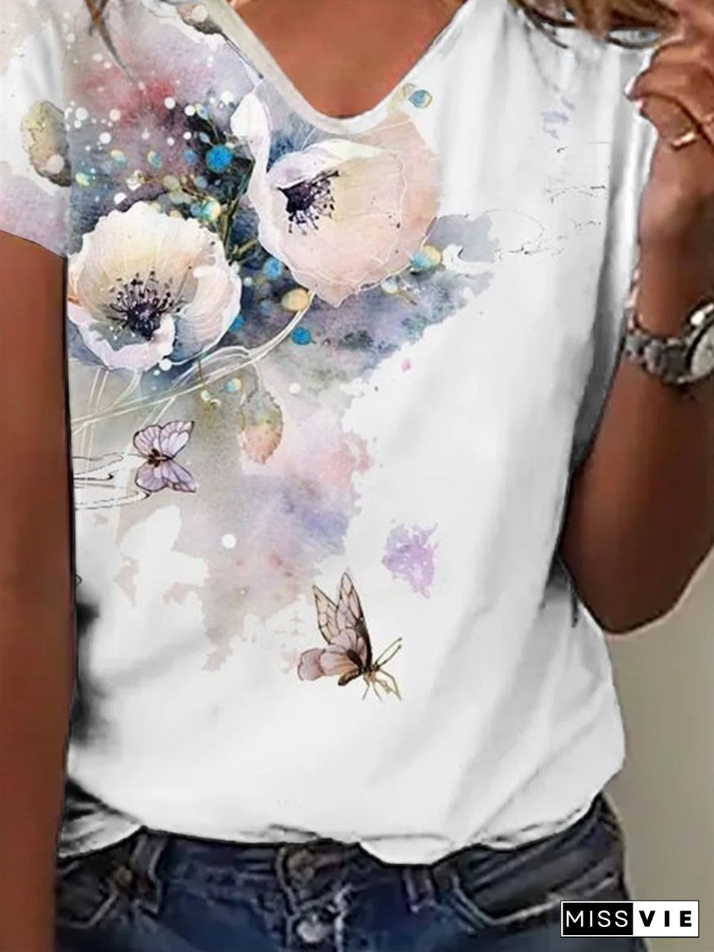 Flower Painting Print T-Shirt