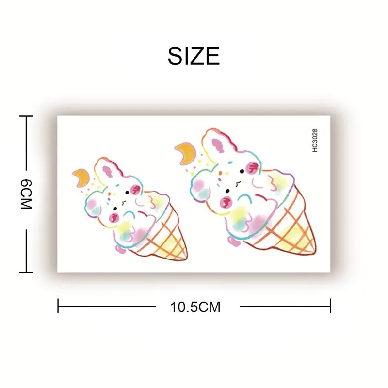 2pcs Geometric Planet Fashion Temporary Tattoo Sticker Cute Rainbow Rabbit Cat Colorful Arm Body Art Large Fake Tattoo Sticker
