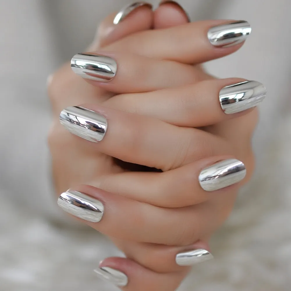 Nail Art Salon Oval Acrylic French Nail Kit Real Medium Length Grace Oval Fake Nails French 24 Tips-Nail Inspo